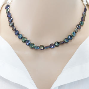 Natural Pyrite Multi Color Faceted Coin Drops, 9 mm, Rich Color, Pyrite Gemstone Beads, (PYMC-COIN-9)(588)