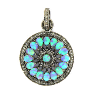 Pave Diamond Opal Pendant, (DOP-7105) - Beadspoint