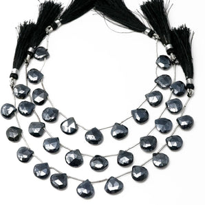 Natural Pyrite Gun Metal Faceted Heart Drops, 11-12 mm, Rich Color, Pyrite Gemstone Beads, (PYGM-HRT-11-12)(589)