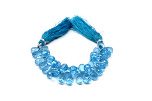 Natural Swiss Blue Topaz Faceted Tear Drops, 6x10mm, Topaz Gemstone Beads, (BTZ-TR-6x10) (109)