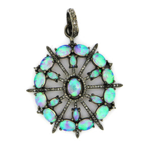 Pave Diamond Opal  Starburst Pendant, (DOP-7106) - Beadspoint