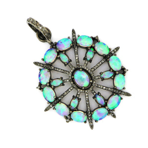 Pave Diamond Opal  Starburst Pendant, (DOP-7106) - Beadspoint