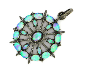 Pave Diamond Opal  Starburst Pendant, (DOP-7106) - Beadspoint