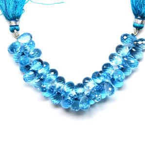 Natural Swiss Blue Topaz Faceted Tear Drops, 6x10mm, Topaz Gemstone Beads, (BTZ-TR-6x10) (109)