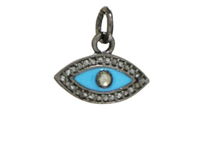 Pave Diamond Enamel Evil Eye Charm, (DCH-144) - Beadspoint
