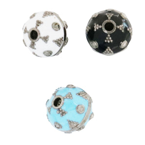 Pave Diamond Enamel Bead with Cross, (DB-97) - Beadspoint