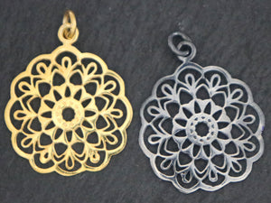 Sterling Silver flower motif char, (HT-8250) - Beadspoint