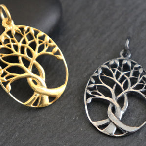 Sterling Silver tree of life charm, (HT-8251) - Beadspoint