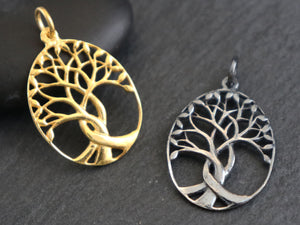 Sterling Silver tree of life charm, (HT-8251) - Beadspoint