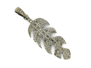 Pave Diamond Feather Pendant, (DPM-1130) - Beadspoint
