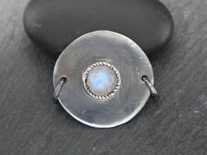 Sterling Silver Rainbow moonstone Connector (AF-275) - Beadspoint