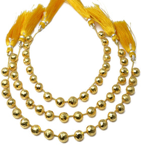 Natural Pyrite Gold Faceted Onion Drops, 8 mm, Rich Color, Pyrite Gemstone Beads, (PYG-ON-8)(594)