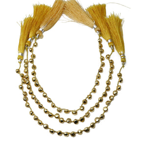 Natural Pyrite Gold Faceted Onion Drops, 5-6 mm, Rich Color, Pyrite Gemstone Beads, (PYG-ON-5-6)(595)