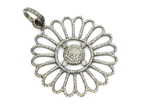 Pave Diamond Flower  Pendant, (DPL-2376) - Beadspoint