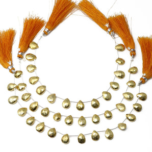 Natural Pyrite Gold Faceted Pear Drops, 8x10 mm, Rich Color, Pyrite Gemstone Beads, (PYG-PR-8x10)(596)