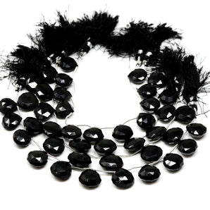 Black Onyx Faceted Heart Drops, 14-15 mm, (BONx-HRT-14-15)(116)