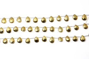 Natural Pyrite Gold Faceted Pear Drops, 8x10 mm, Rich Color, Pyrite Gemstone Beads, (PYG-PR-8x10)(596)
