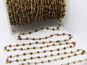 Smokey Topaz Wire Wrapped Rosary Chain, (RS-STZ-185) - Beadspoint