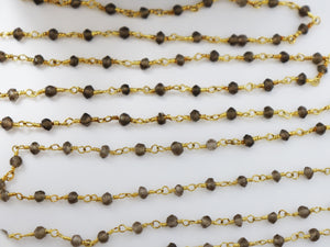 Smokey Topaz Wire Wrapped Rosary Chain, (RS-STZ-185) - Beadspoint