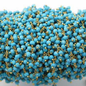 Turquoise Cluster Wire Wrapped Rosary Chain, (RS-TUR-186) - Beadspoint