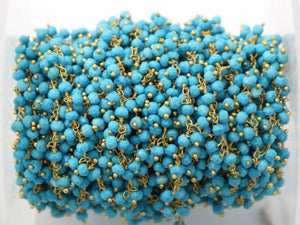 Turquoise Cluster Wire Wrapped Rosary Chain, (RS-TUR-186) - Beadspoint