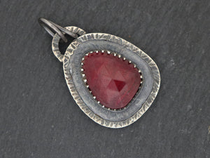 Sterling Silver Artisan Ruby  Pendant, (SP-5326) - Beadspoint