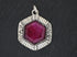 Sterling Silver Artisan Dyed Ruby Hexagon Pendant, (SP-5311)