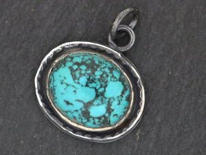 Sterling Silver Artisan Turquoise Pendant, (SP-5314) - Beadspoint
