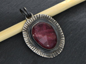Sterling Silver Artisan Ruby Pendant, (SP-5315) - Beadspoint