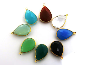 Gold Plated Faceted Pear Bezel, 18x25 mm, (BZC-7275) - Beadspoint