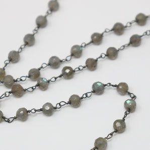 Labradorite Wire Wrapped Rosary Chain, (RS-LAB-216) - Beadspoint