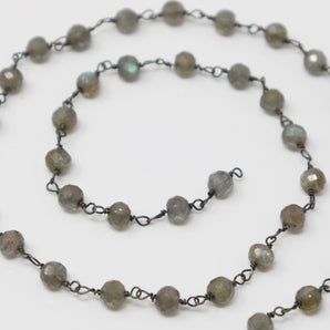 Labradorite Wire Wrapped Rosary Chain, (RS-LAB-216) - Beadspoint