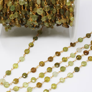 Green Grossular Garnet Wire Wrapped Rosary Chain, (RS-GGR-212) - Beadspoint