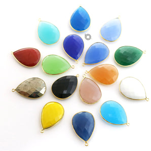 Gold Plated Faceted Pear Bezel, 23x31 mm, (BZ-7294) - Beadspoint