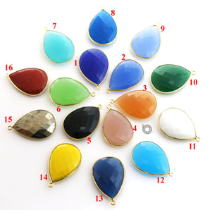 Gold Plated Faceted Pear Bezel, 23x31 mm, (BZ-7294) - Beadspoint