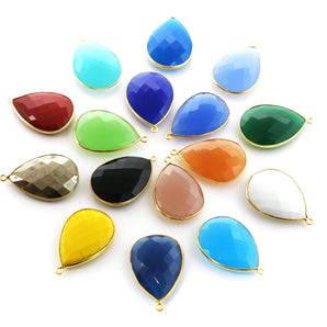 Gold Plated Faceted Pear Bezel, 23x31 mm (BZC-7294) - Beadspoint