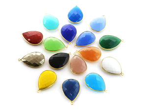 Gold Plated Faceted Pear Bezel, 23x31 mm (BZC-7294) - Beadspoint