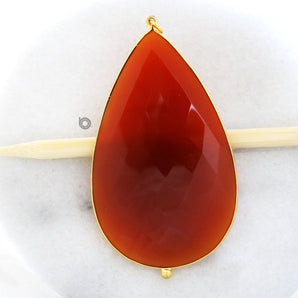 Gold Plated Faceted Xtra Large Pear Bezel ,45x74 mm, multiple gemstones, (BZ-7321) - Beadspoint