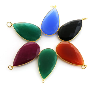 Gold Plated Faceted Large Pear Bezel, 25x45 mm, (BZC-7325) - Beadspoint