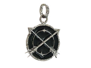 Pave Diamond Enamel Medallion Pendant, (DEM-4083) - Beadspoint