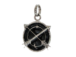 Pave Diamond Enamel Medallion Pendant, (DEM-4083) - Beadspoint