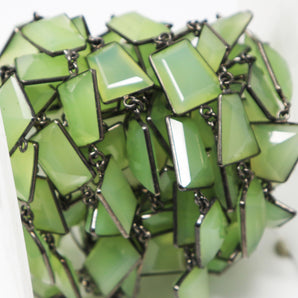 Green Chalcedony Fancy Faceted Bezel Chain, (BC-GCL-193) - Beadspoint