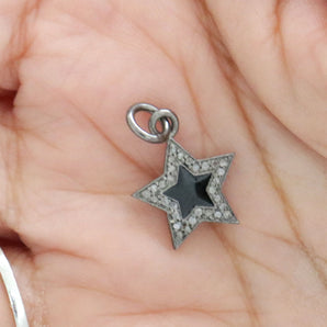 Pave Diamond Enamel Star Charm, (DCH-145) - Beadspoint