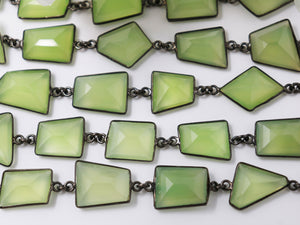 Green Chalcedony Fancy Faceted Bezel Chain, (BC-GCL-193) - Beadspoint