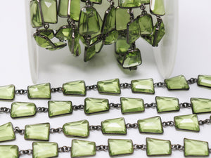Green Amethyst Fancy Faceted Bezel Chain, (BC-GAM-194) - Beadspoint