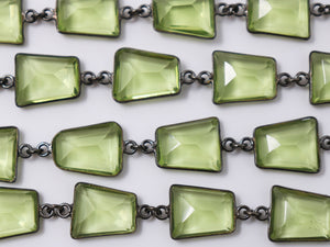 Green Amethyst Fancy Faceted Bezel Chain, (BC-GAM-194) - Beadspoint