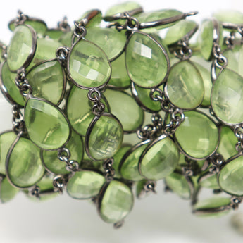 Green Amethyst Pear Faceted Bezel Chain, (BC-GAM-195) - Beadspoint