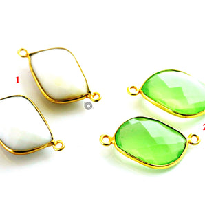 Gold Plated Faceted Fancy Connector, 22x14 mm, multiple gemstones. (BZC-7390) - Beadspoint