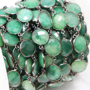 Dyed Emerald Oval Faceted Bezel Chain, (BC-DME-196) - Beadspoint