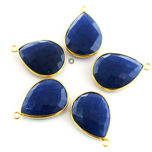 Gold Plated Faceted Dyed Sapphire Pear Bezel, 17x22 mm, (BZC-7393) - Beadspoint